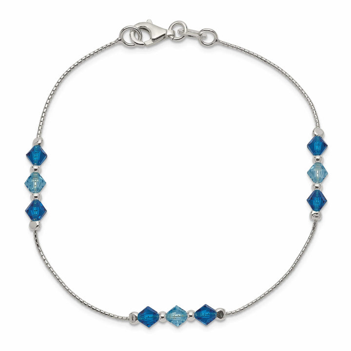 Silver Aquamarine Capri Blue Glass Bead Bracelet