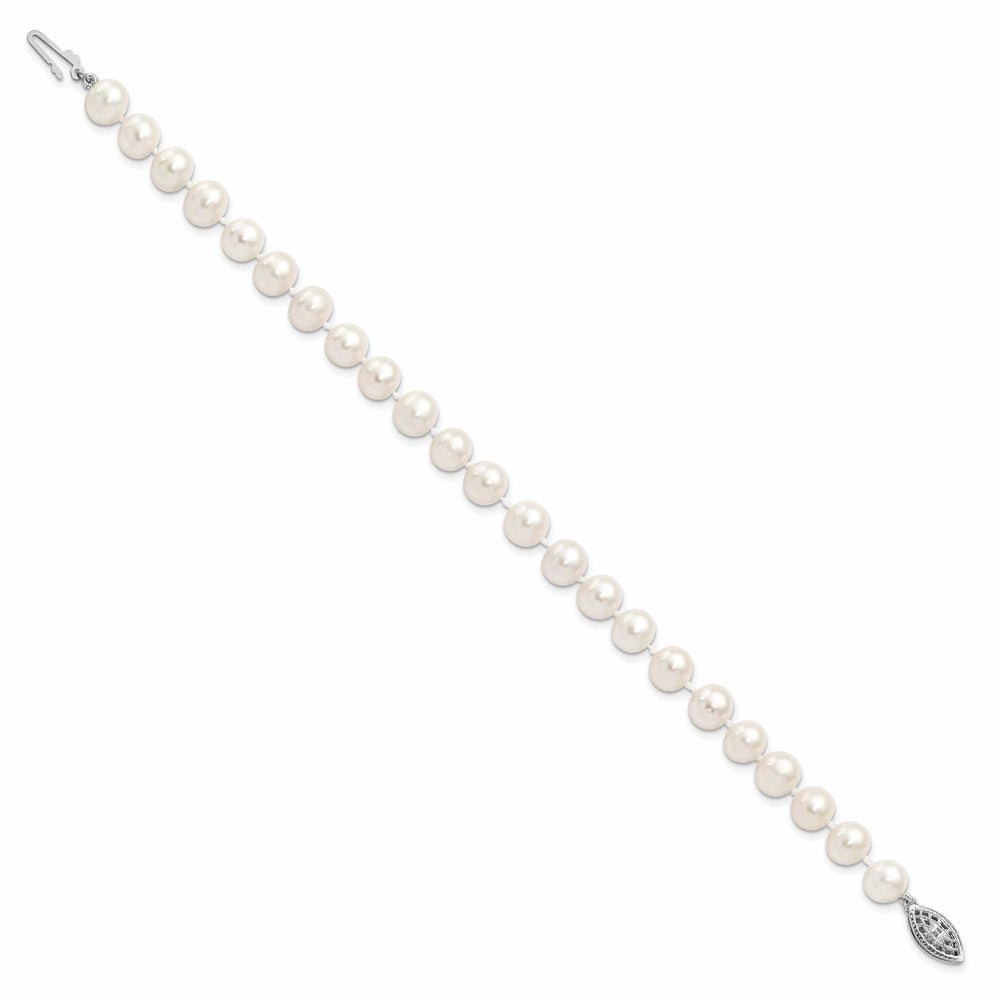 Silver White Freshwater Cultured Pearl Bracelet