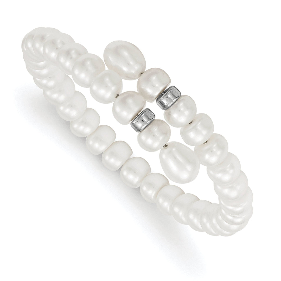 Fresh Water Button Rice Pearl Flexible Bracelet