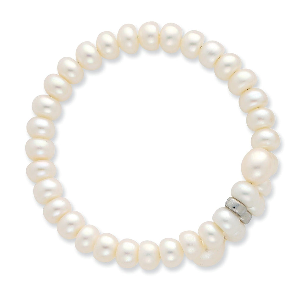 Fresh Water Button Rice Pearl Flexible Bracelet