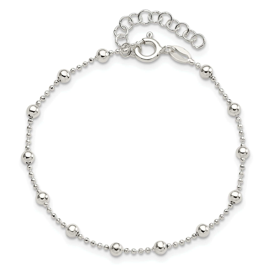 Sterling Silver Polished Finish Beaded Bracelet
