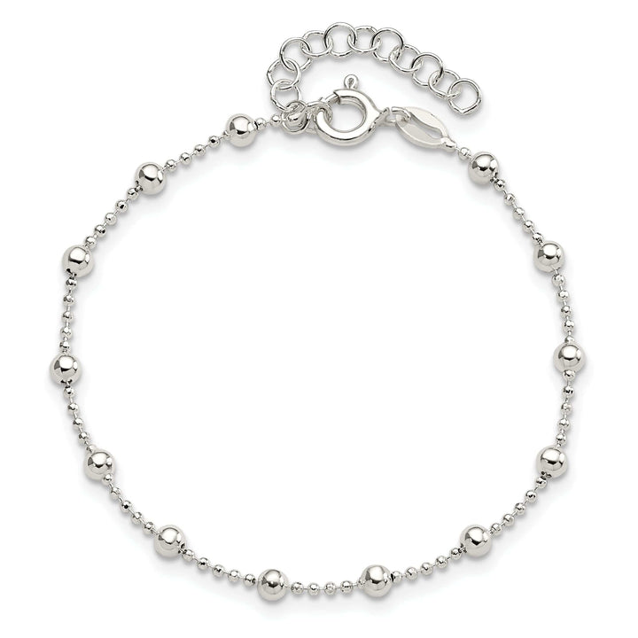 Sterling Silver Polished Finish Beaded Bracelet