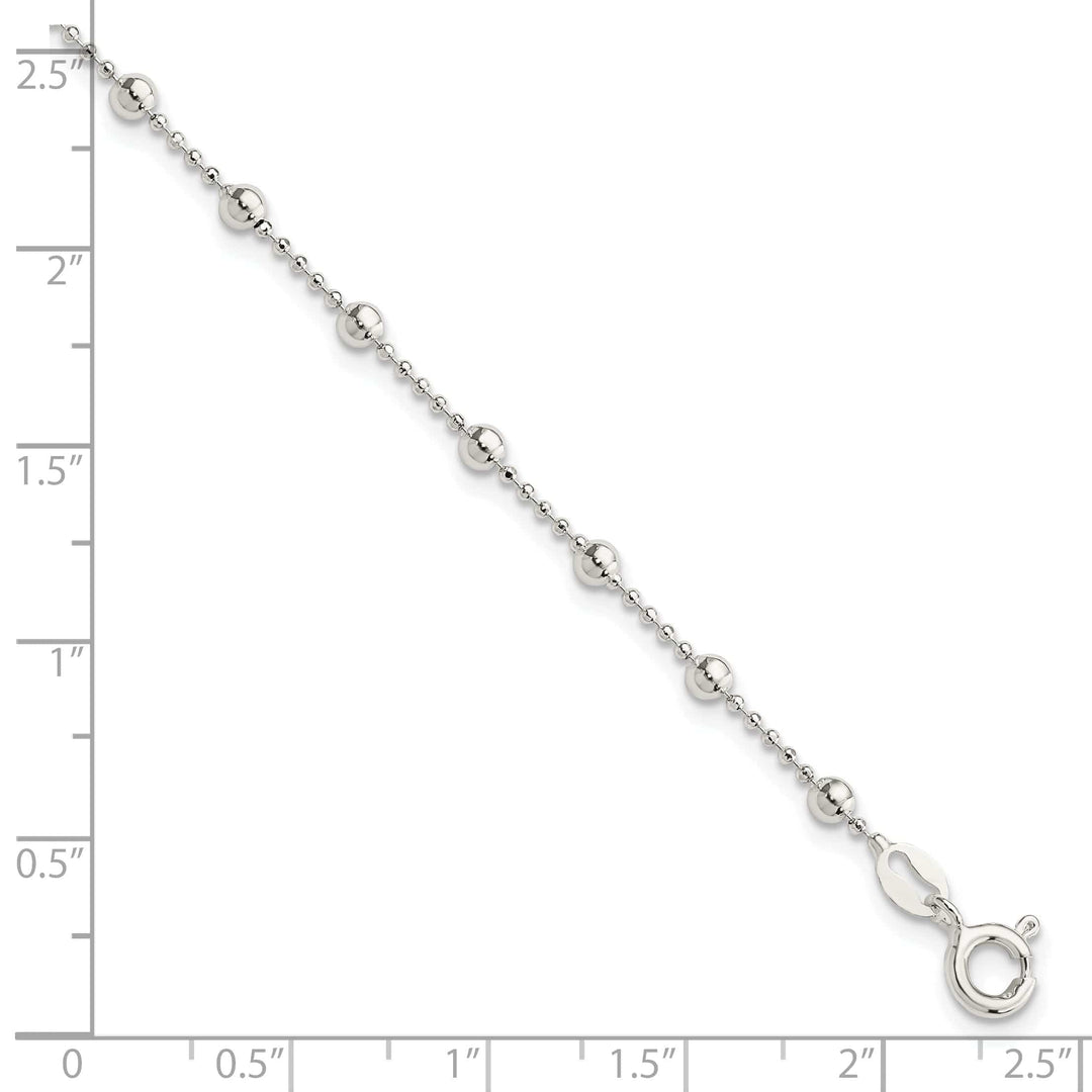 Sterling Silver Polished Finish Beaded Bracelet