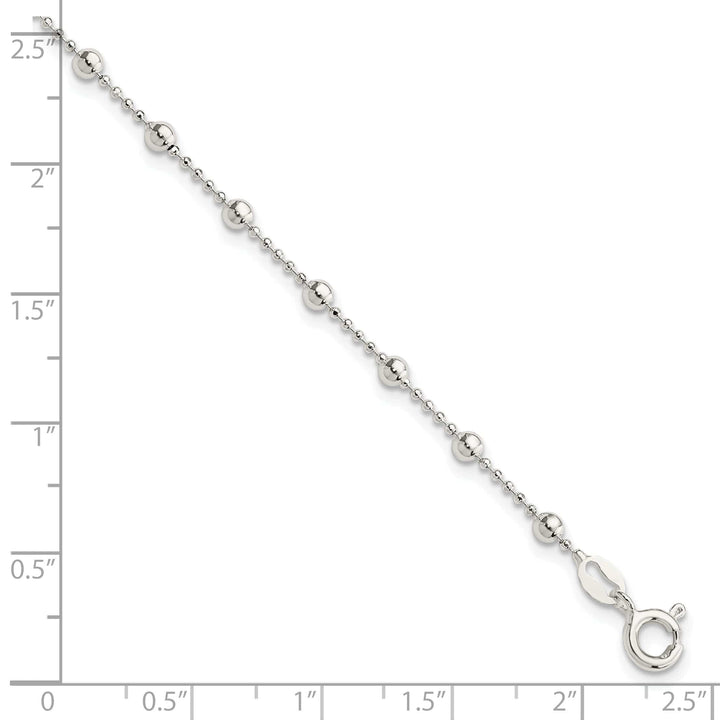 Sterling Silver Polished Finish Beaded Bracelet