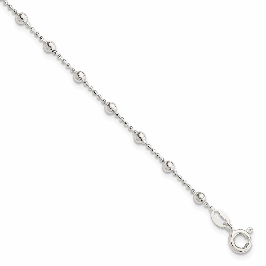 Sterling Silver Polished Finish Beaded Bracelet