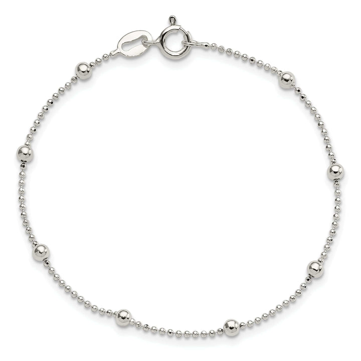 Sterling Silver Polished Finish Beaded Bracelet