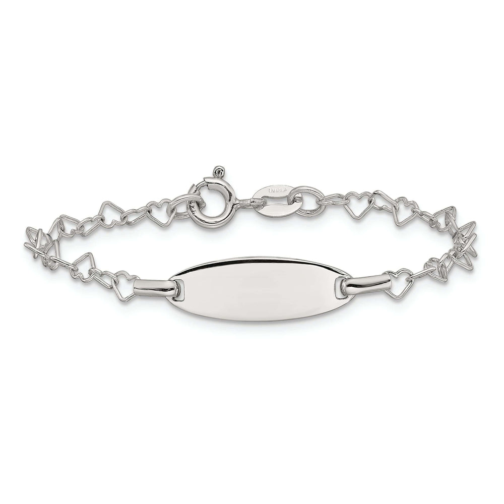 Sterling Silver Children ID Heart Link Bracelet