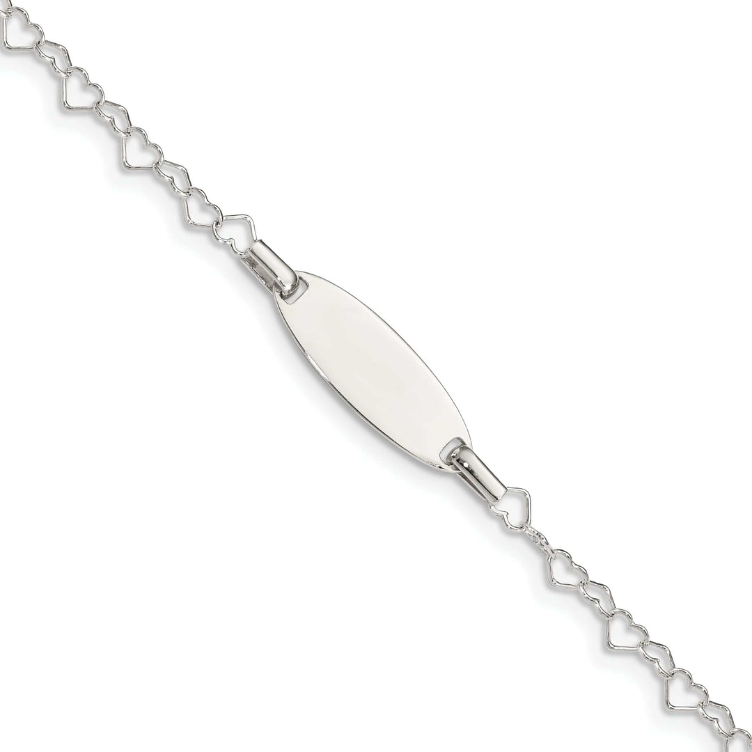 Sterling Silver Children ID Heart Link Bracelet