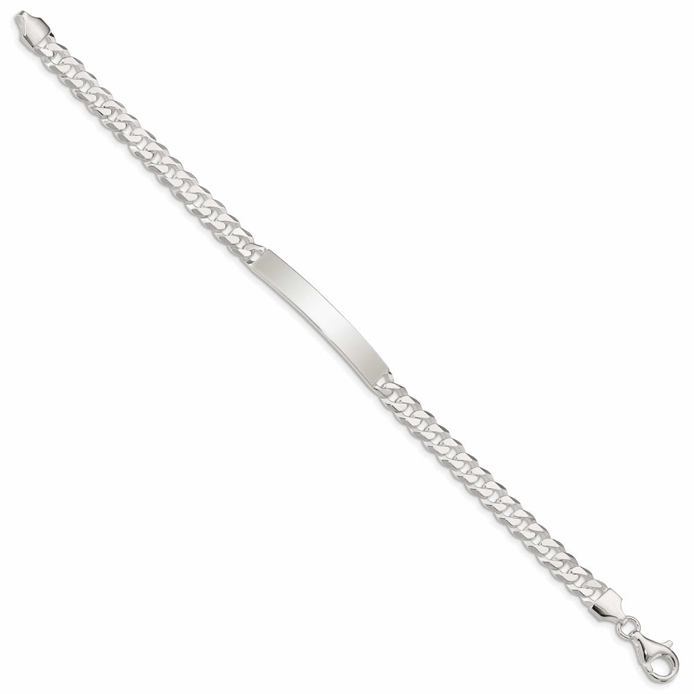 Silver Polished Curb Link ID 8.50 inch Bracelet
