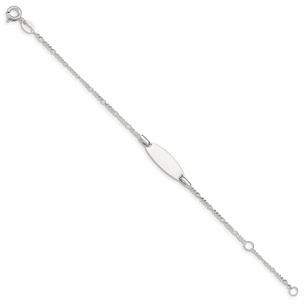 Silver Engraveable Childrens ID Figaro Bracelet