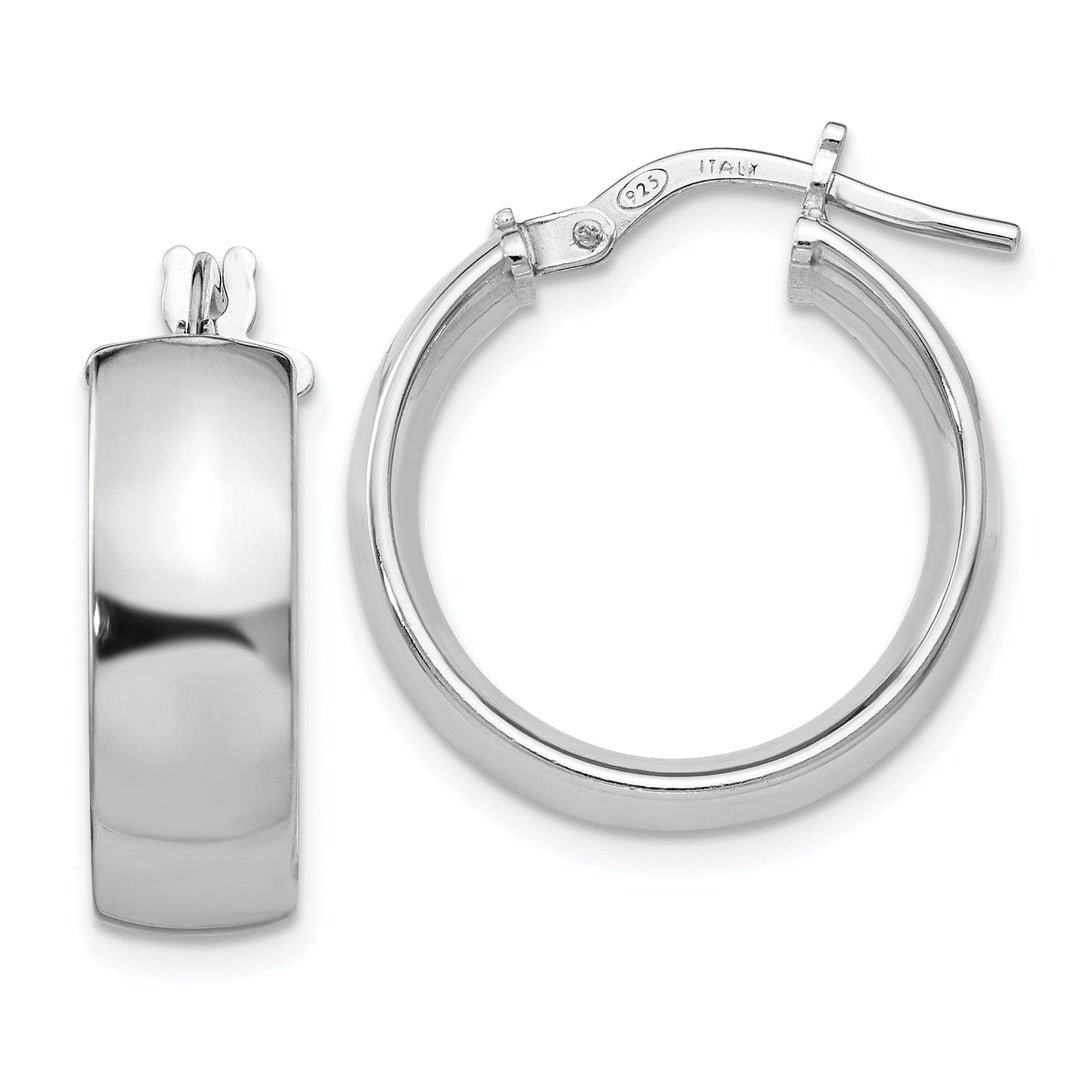 Sterling Silver Rhodium Hoop Earrings