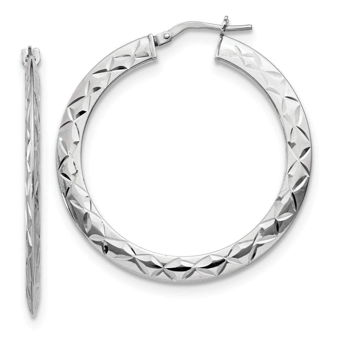 Silver Polished D.C Hoop Earrings