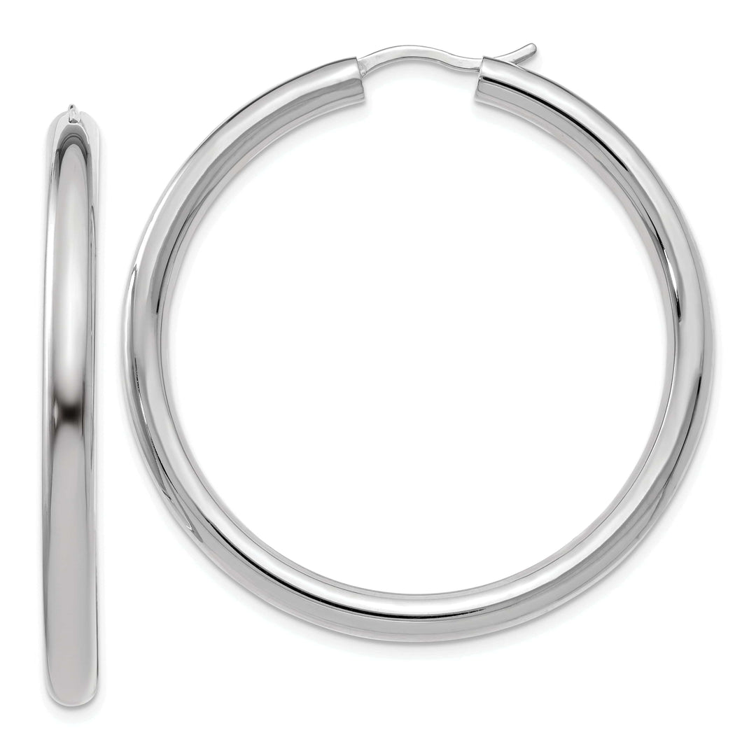 Sterling Silver Rhodium 3.5MM Tube Hoop Earrings