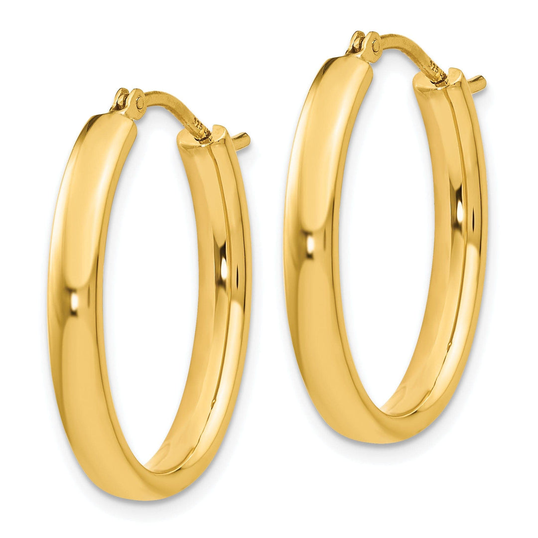 Silver Gold-plated Polished Oval Hoop Earrings