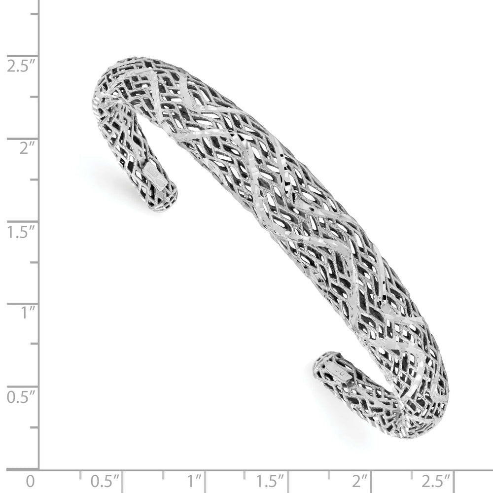 Sterling Silver Polished Diamond Cut Bangle