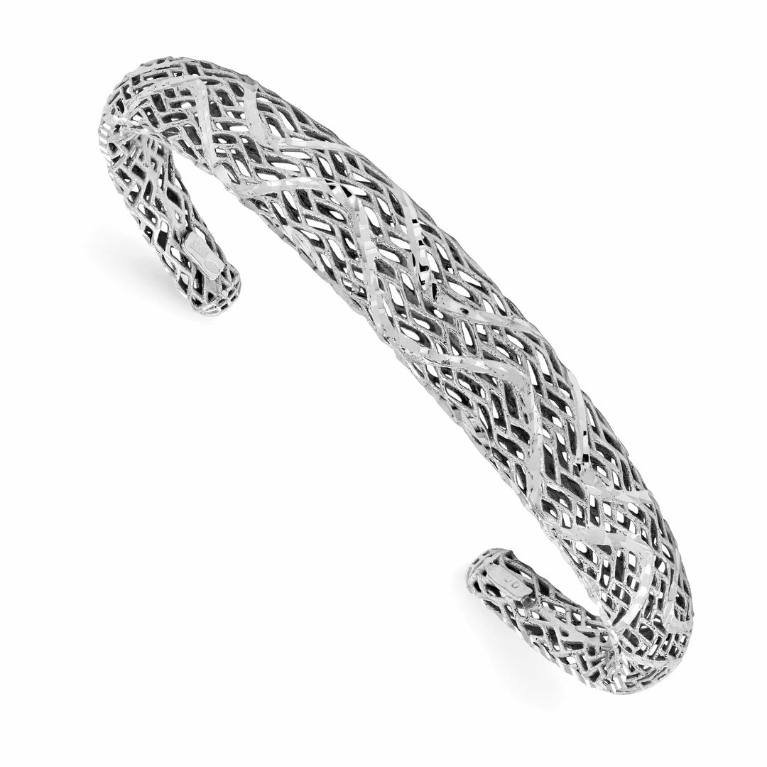 Sterling Silver Polished Diamond Cut Bangle
