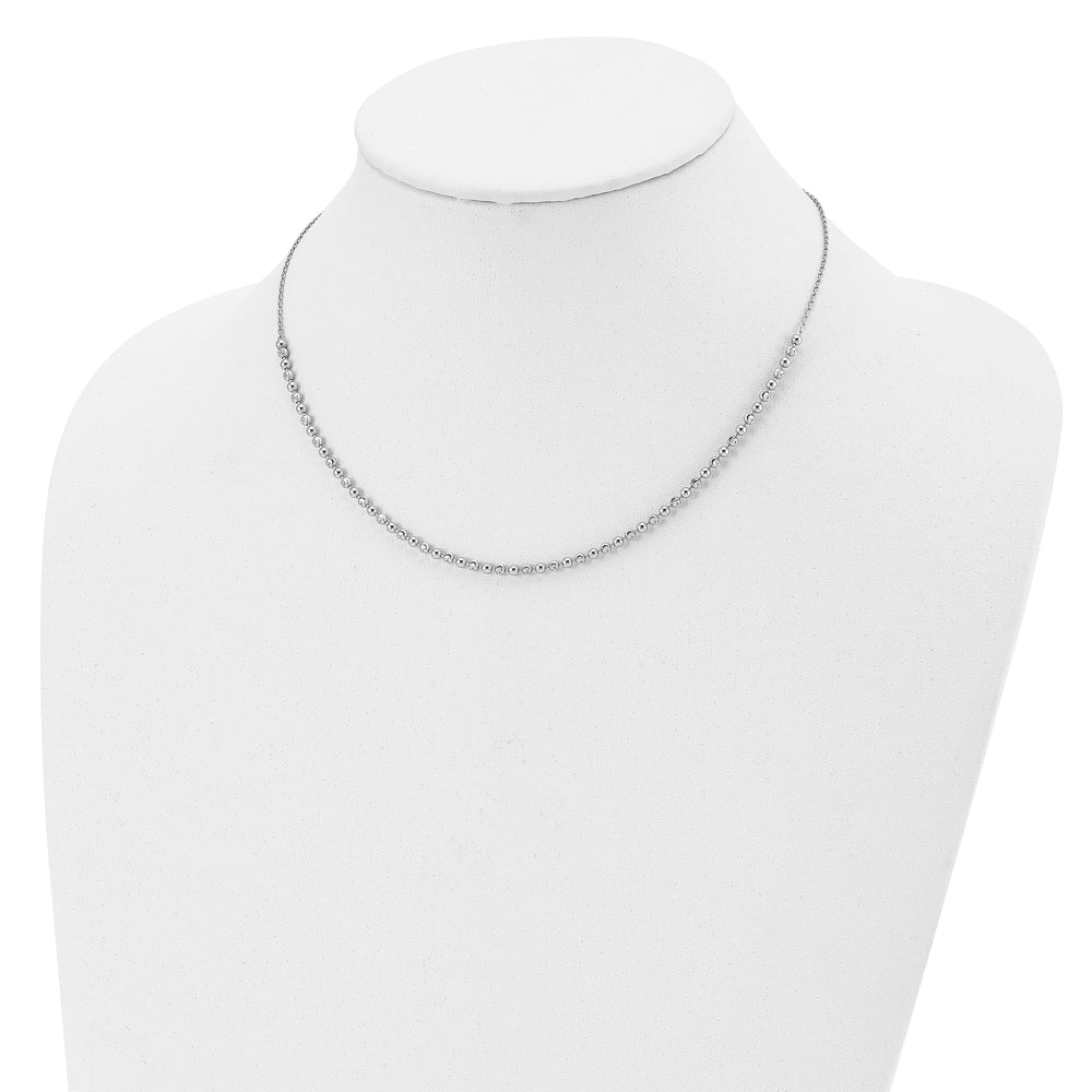 Sterling Silver Rhodium D.C Beaded Necklace
