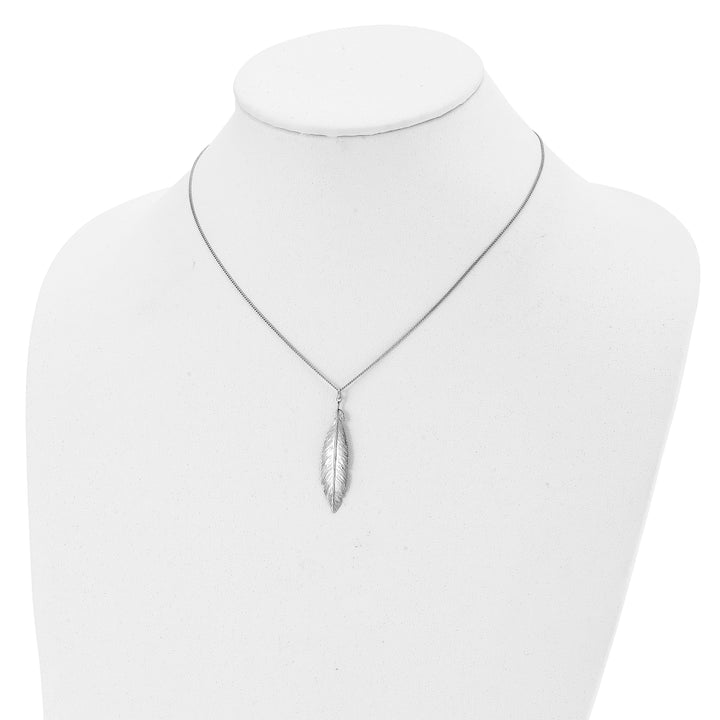 Sterling Silver Rhodium Leaf Necklace