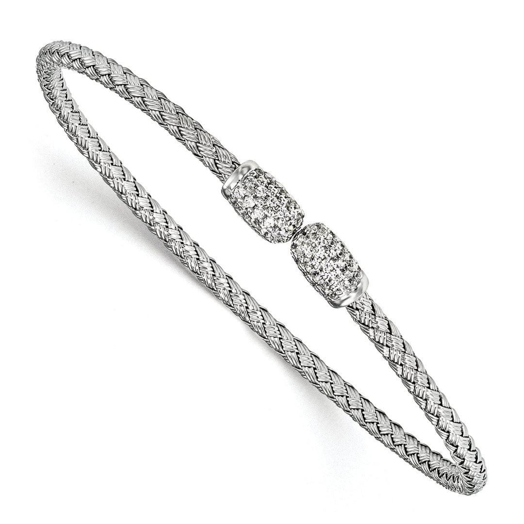 Sterling Silver Rhodium C.Z Woven Cuff