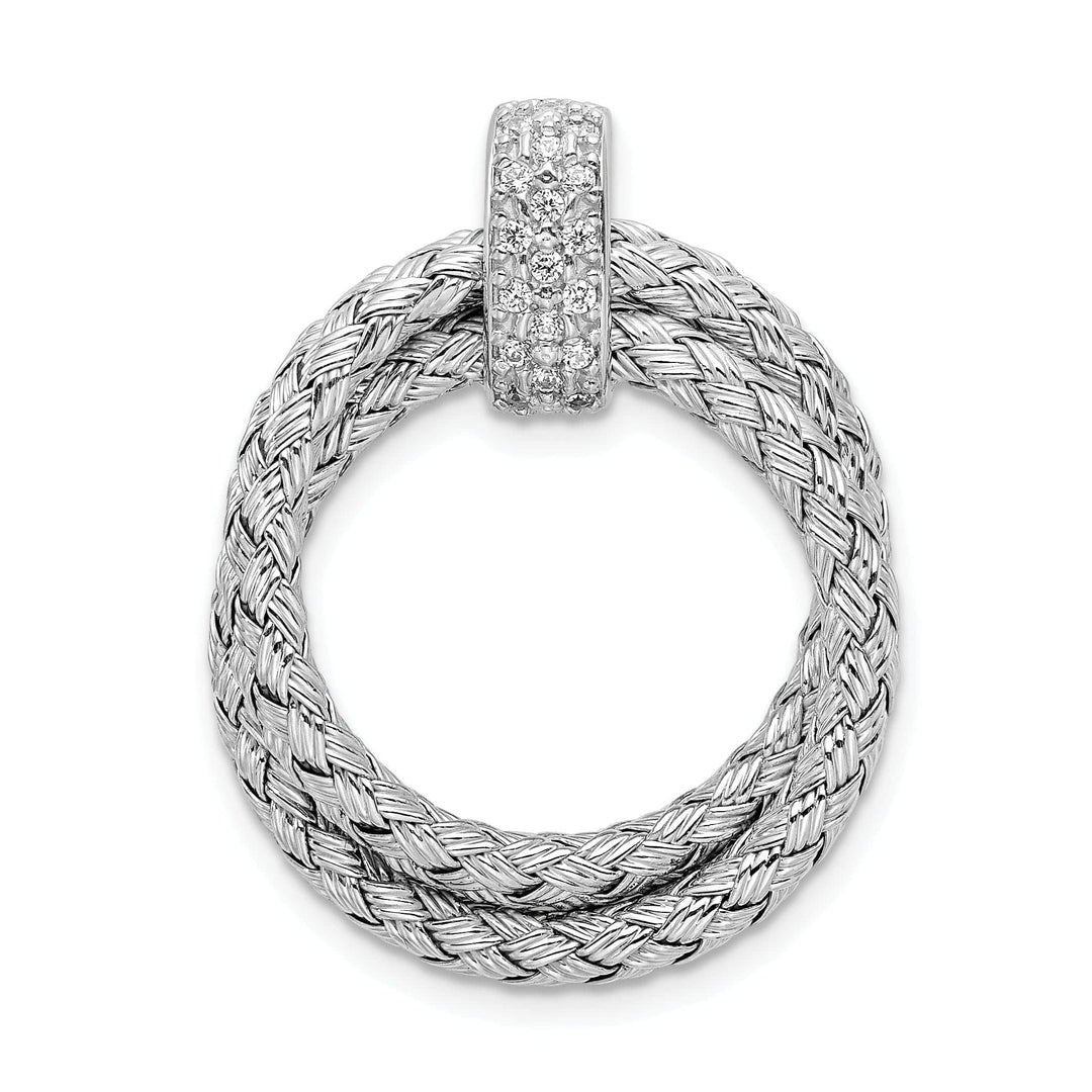 Leslie Silver Polished with C.Z Braided Pendant
