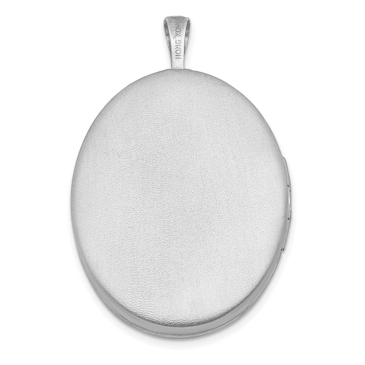 Sterling Silver RH 26mm Brushed/Polished Enameled Roses Mom Oval Locket