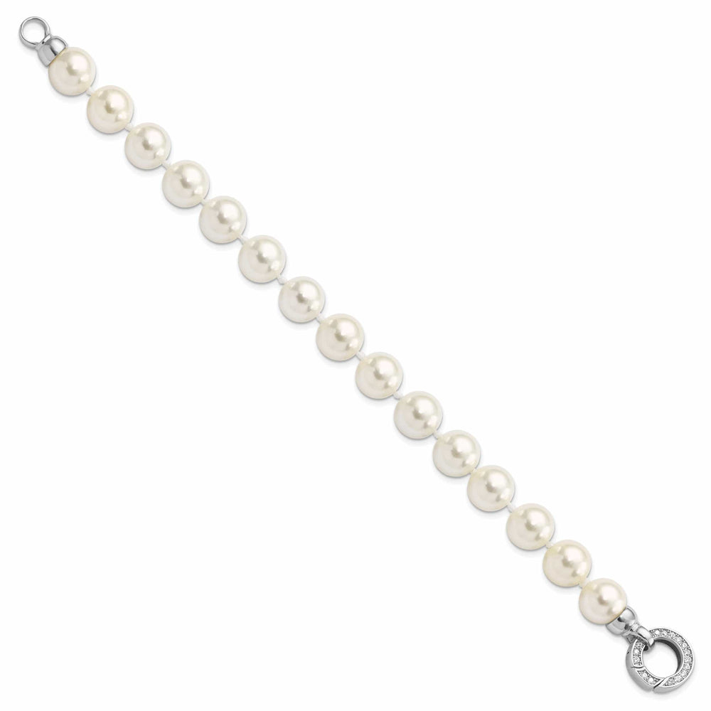 Silver Majestik Shell Pearl C.Z Fancy Bracelet