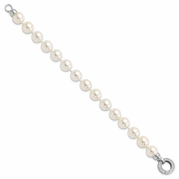 Silver Majestik Shell Pearl C.Z Fancy Bracelet
