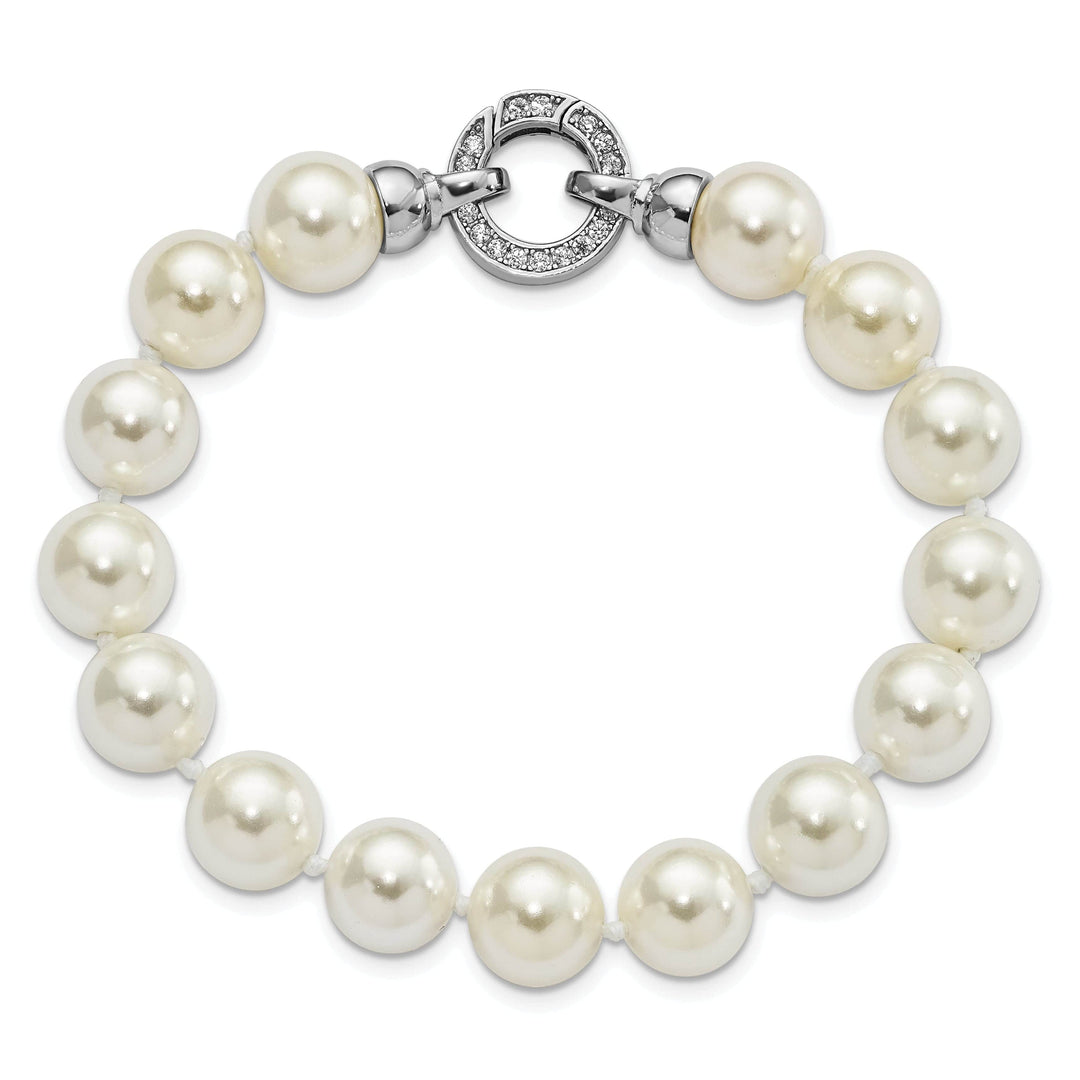 Silver Majestik Shell Pearl C.Z Fancy Bracelet