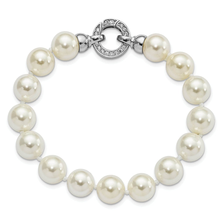 Silver Majestik Shell Pearl C.Z Fancy Bracelet