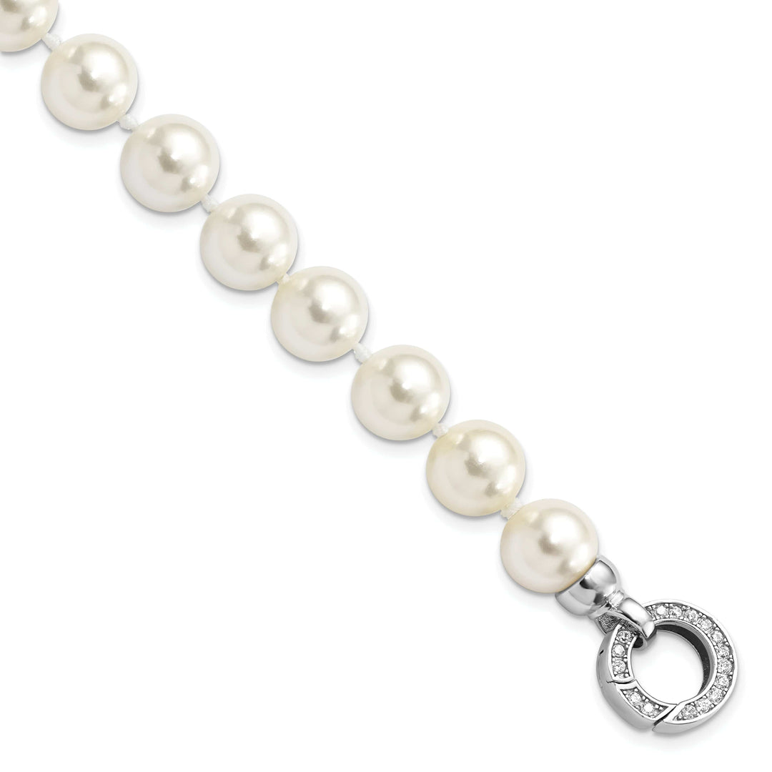 Silver Majestik Shell Pearl C.Z Fancy Bracelet