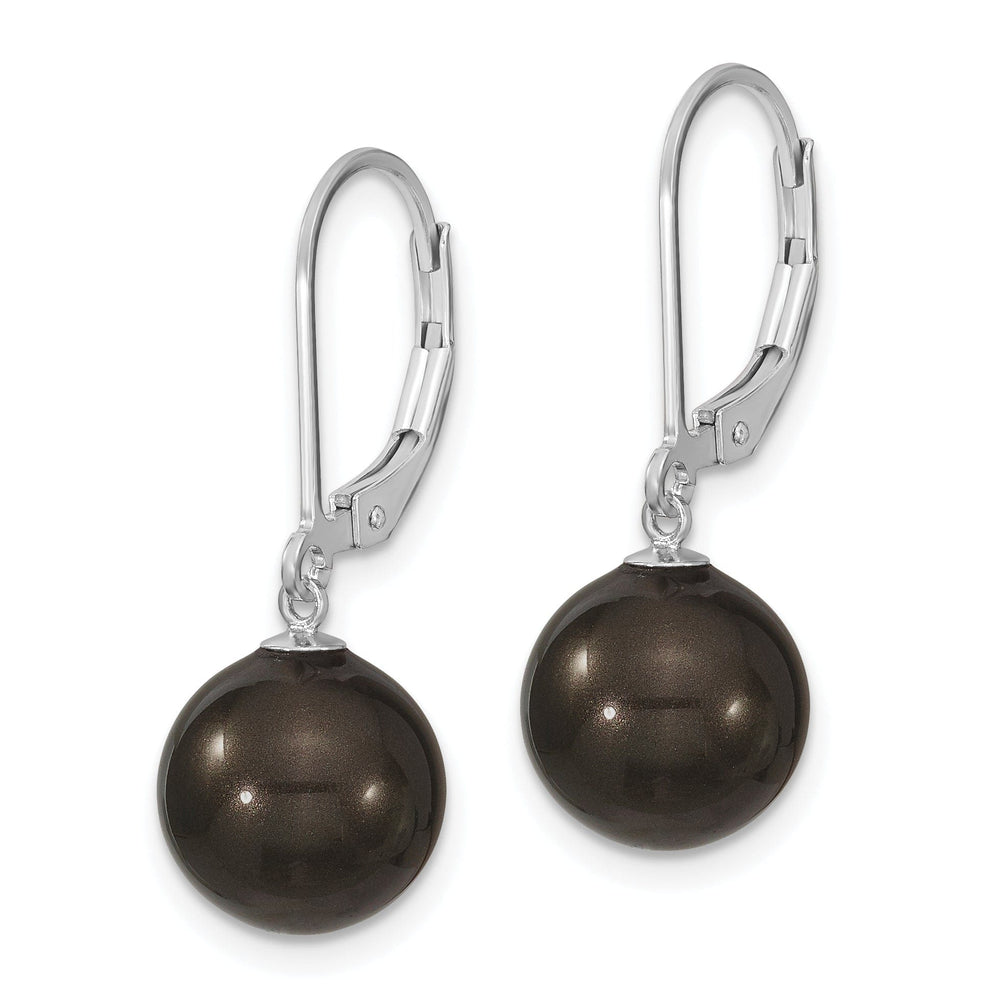 Majestik Round Black Pearl Leverback Earring
