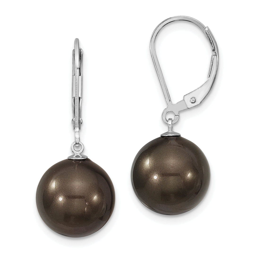 Majestik Round Black Pearl Leverback Earrings