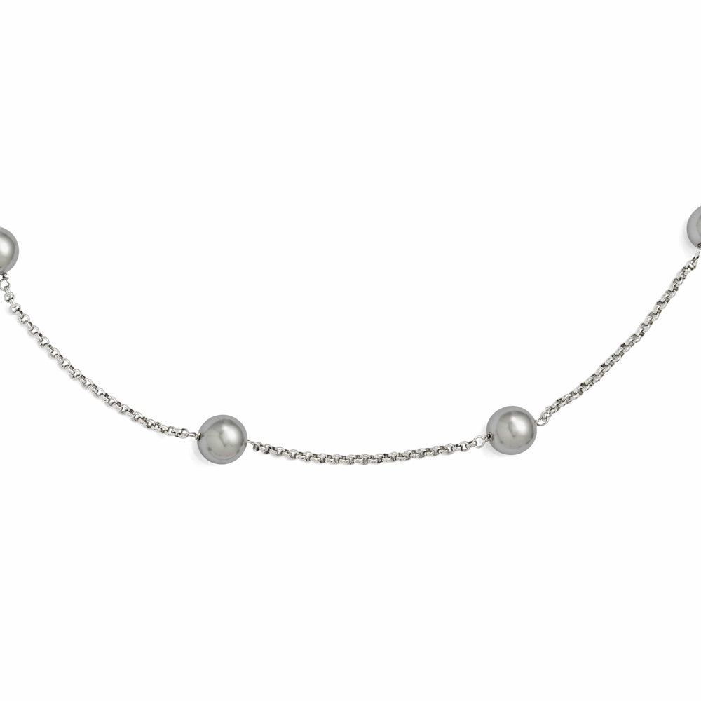 Majestik Grey Shell Pearl 7 Station Necklace