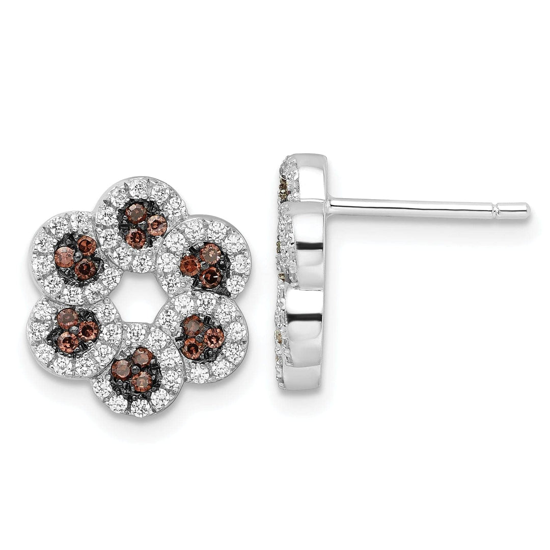 Sterling Silver Cubic Zirconia Flower Earrings