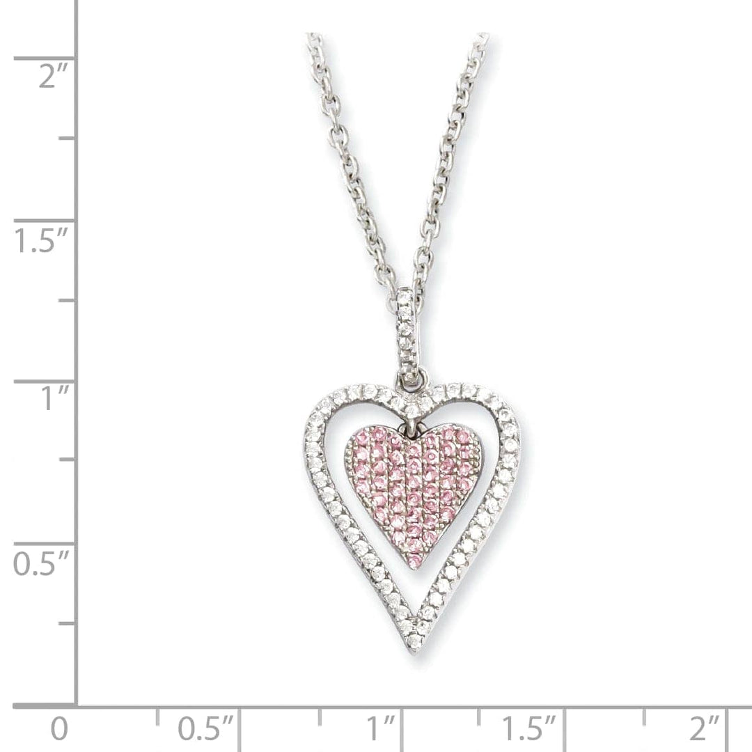 Sterling Silver Cubic Zirconia Heart Necklace