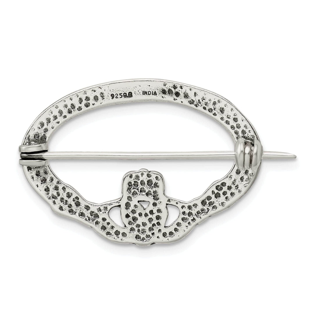Silver Polished Antiqued Finish Claddagh Pin