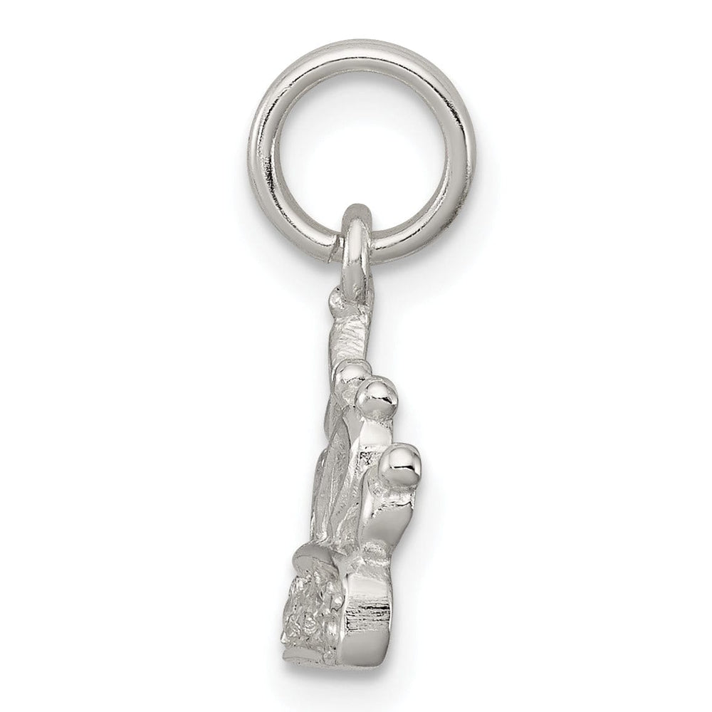 Sterling Silver Polished Finish C.Z Crown Charm