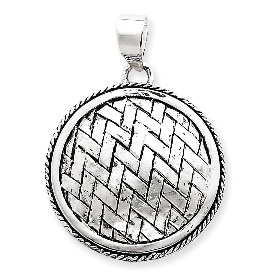 Sterling Silver Antiqued Circle Weave Pendant