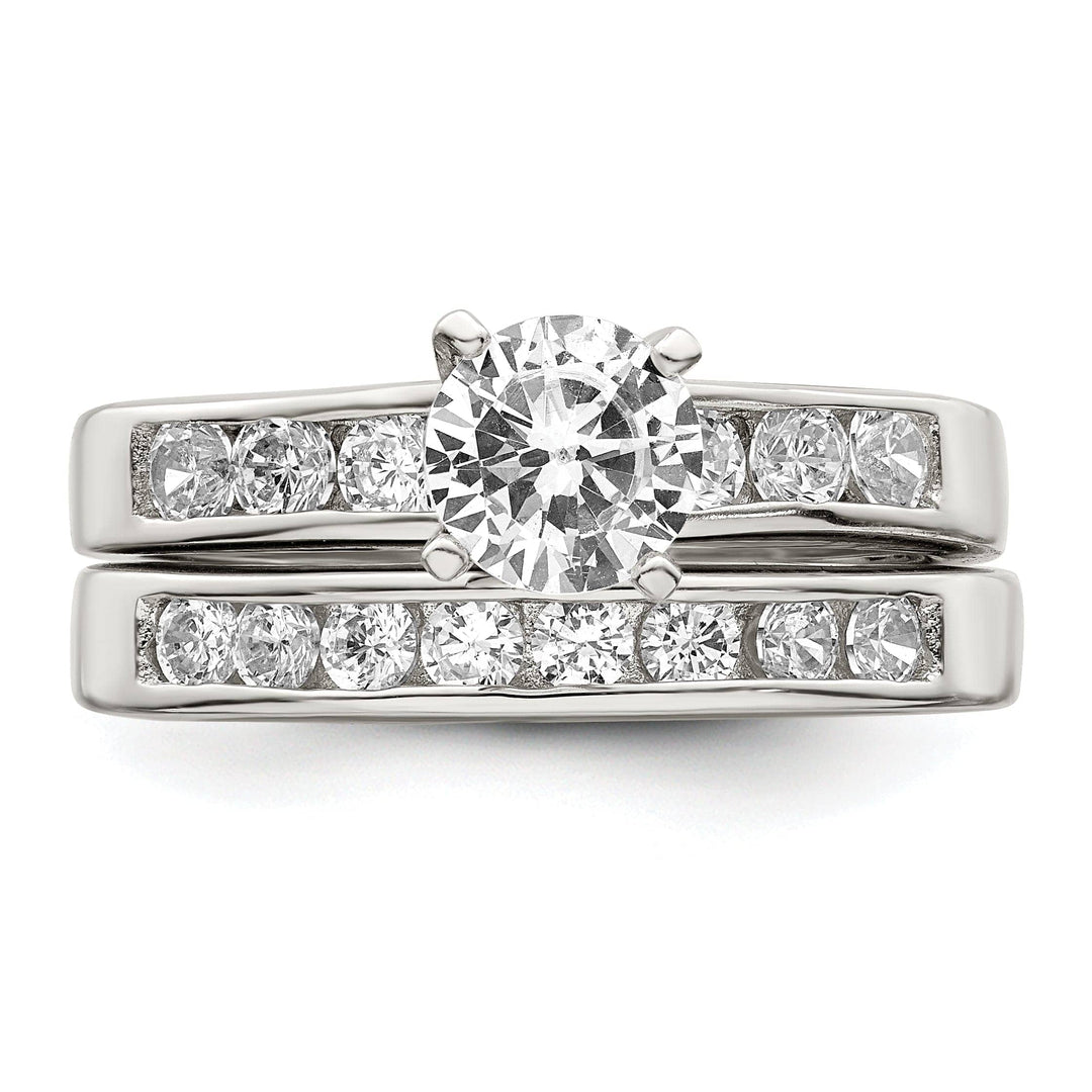Sterling Silver Cubic Zirconia Band Rings Set