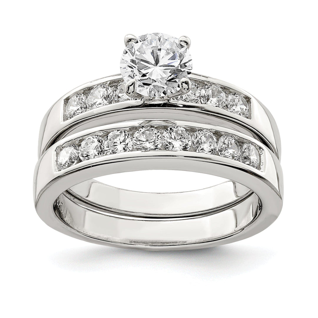 Sterling Silver Cubic Zirconia Band Rings Set