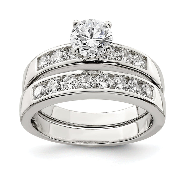 Sterling Silver Cubic Zirconia Band Rings Set