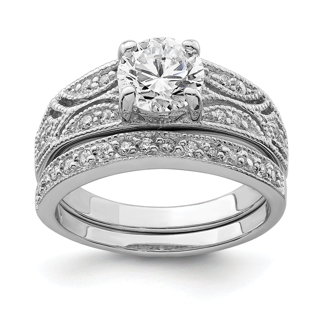 Sterling Silver Cubic Zirconia Band Rings Set