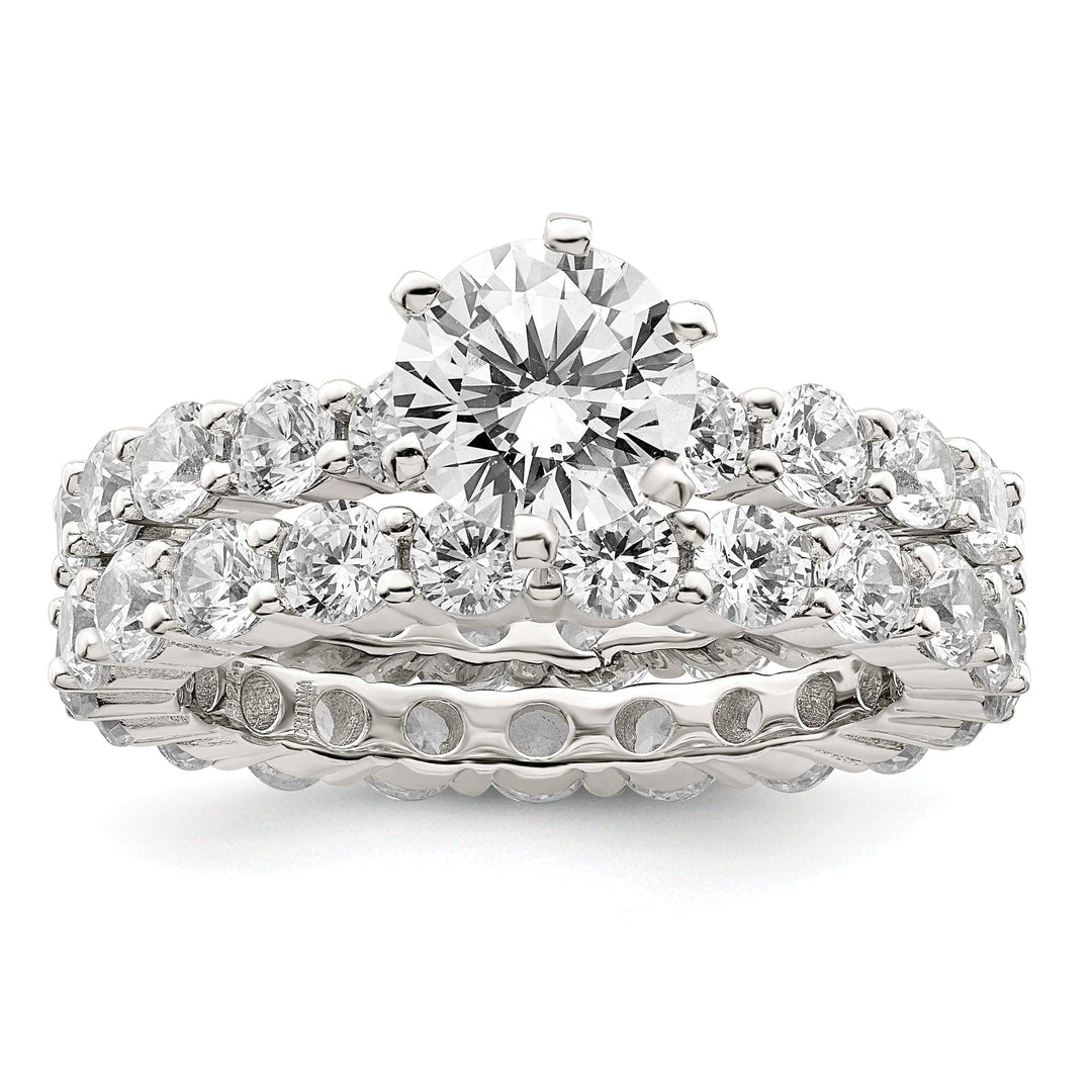 Sterling Silver Cubic Zirconia Band Rings Set
