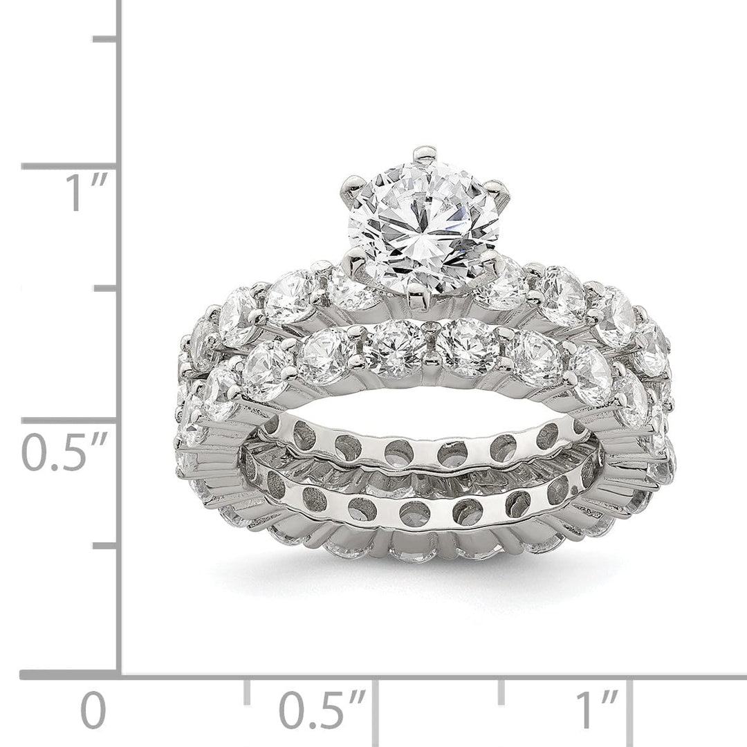 Sterling Silver Cubic Zirconia Band Rings Set