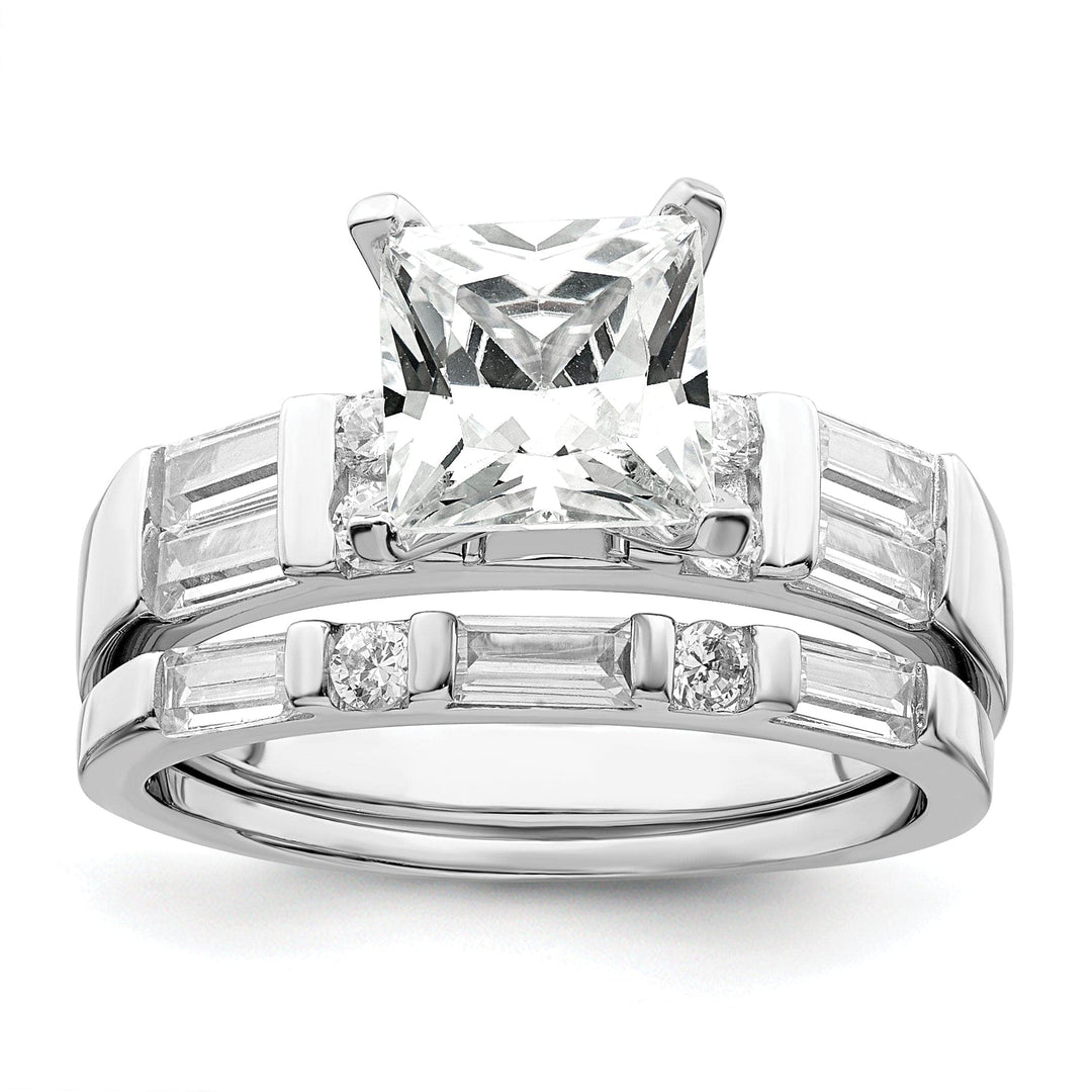 Sterling Silver Cubic Zirconia Band Rings Set