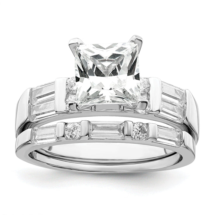Sterling Silver Cubic Zirconia Band Rings Set