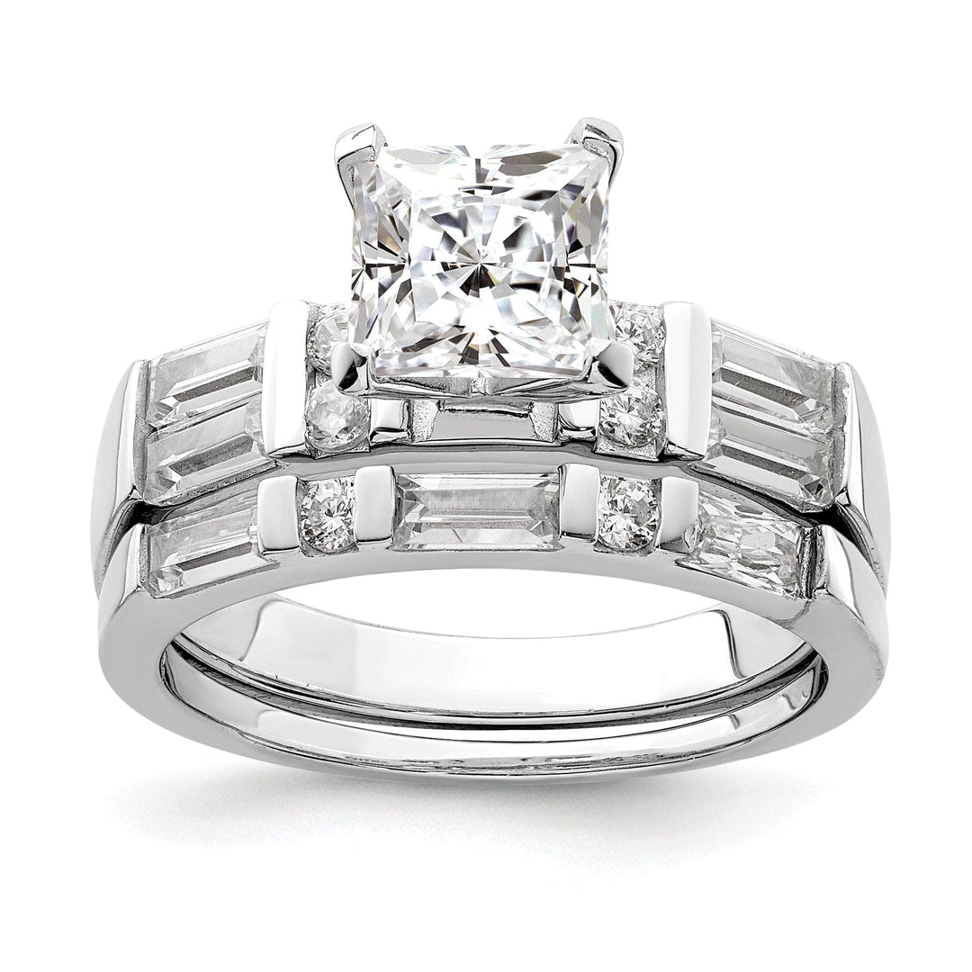 Sterling Silver Cubic Zirconia Band Rings Set