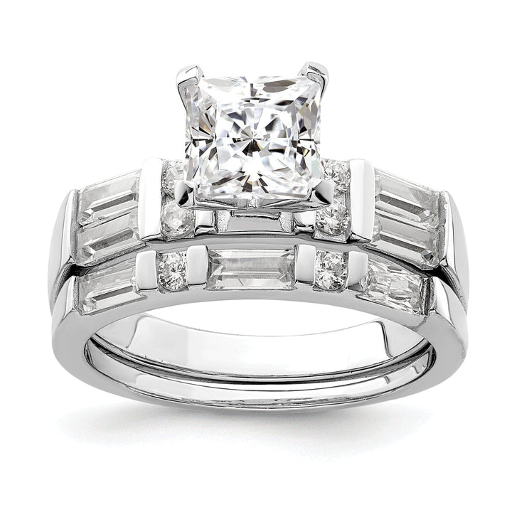 Sterling Silver Cubic Zirconia Band Rings Set