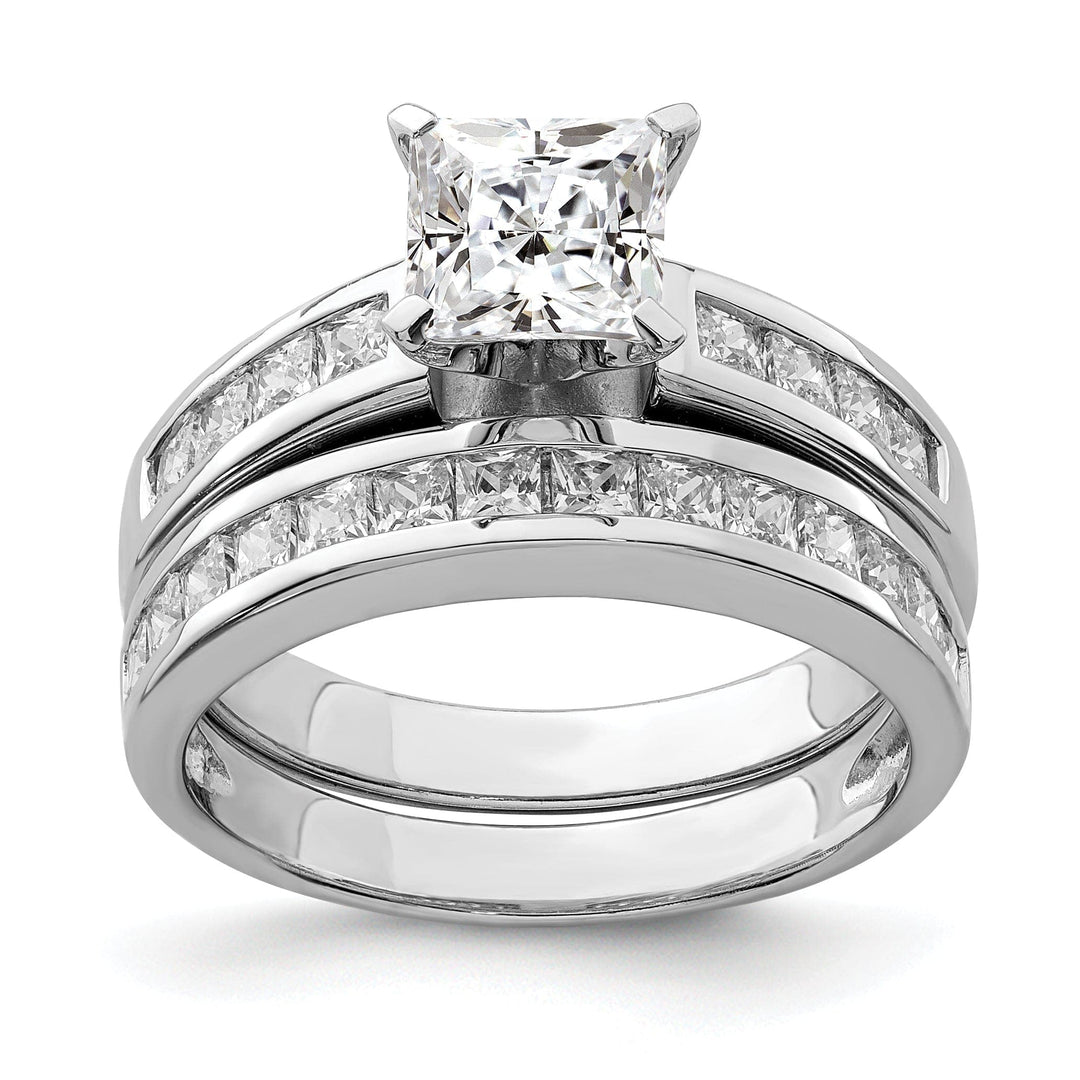 Sterling Silver Cubic Zirconia Band Rings Set