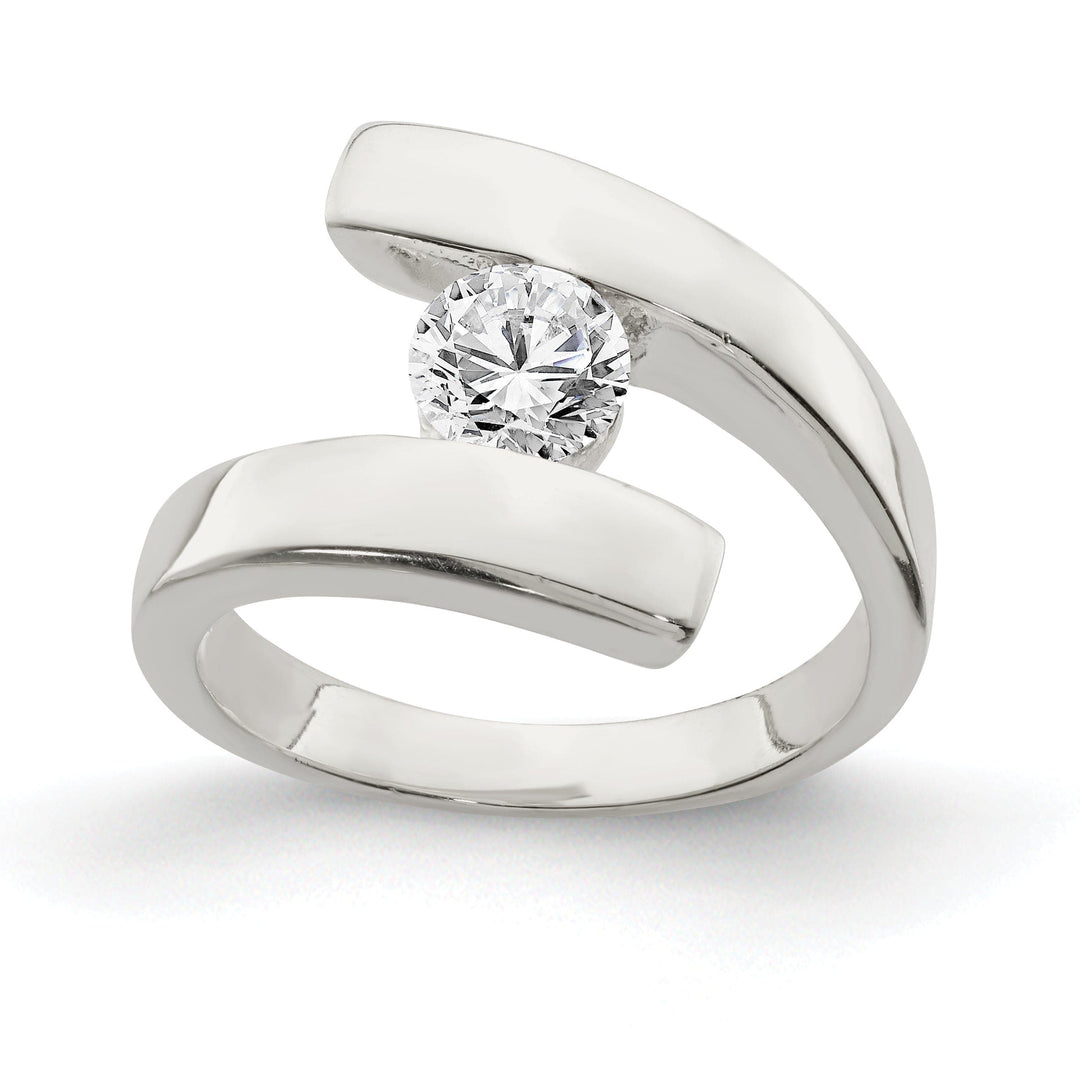 Silver Solitaire Round Cubic Zirconia Ring